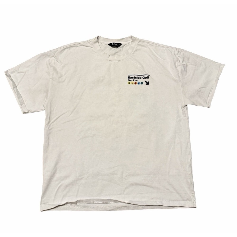 Eastside Golf Stay Even T Shirt Mens XL White Graphic Streetwear Golf Tee